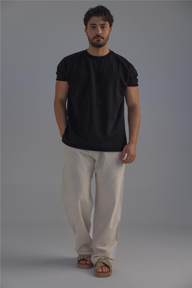 Lazer Kesim T-Shirt Siyah