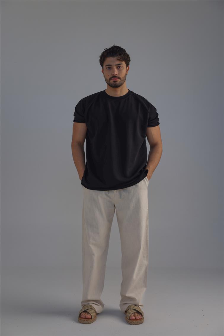 Lazer Kesim T-Shirt Siyah