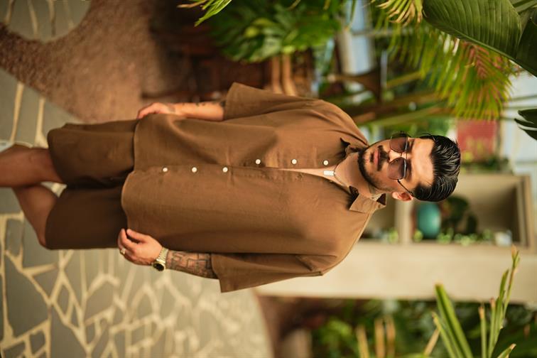 Light Kısa Kol Oversize Gömlek Kahve