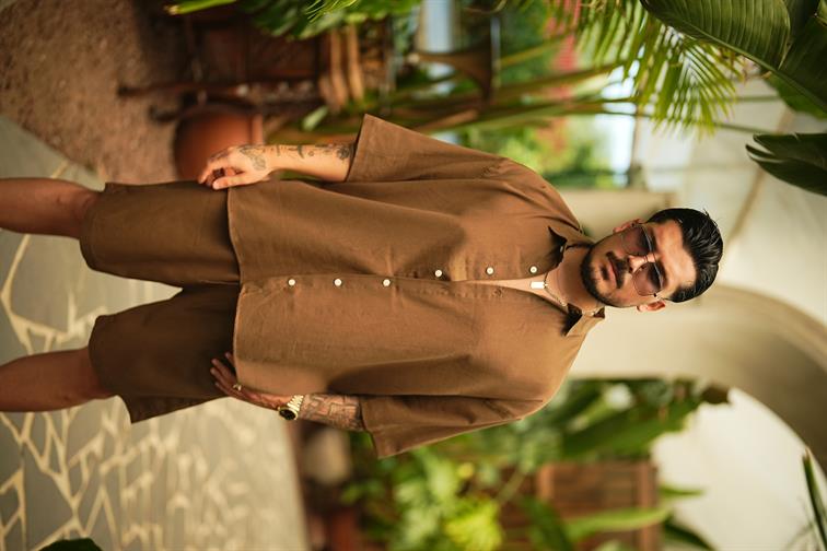 Light Kısa Kol Oversize Gömlek Kahve