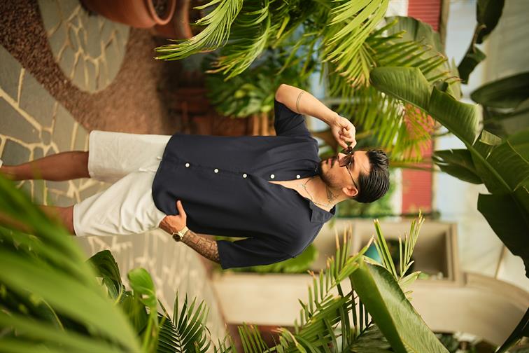 Light Kısa Kol Oversize Gömlek Lacivert