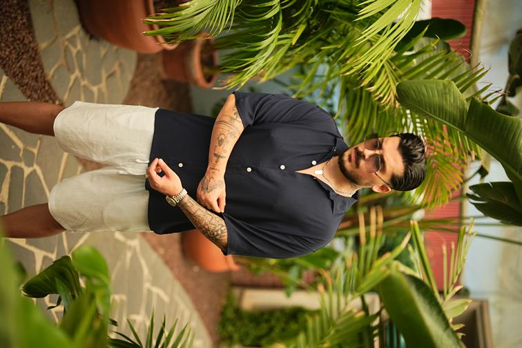 Light Kısa Kol Oversize Gömlek Lacivert