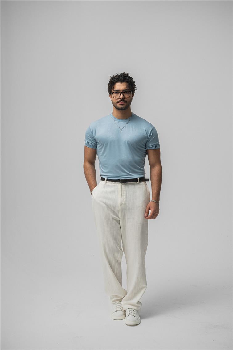 Likralı Dar Kalıp T-Shirt Bebe Mavisi
