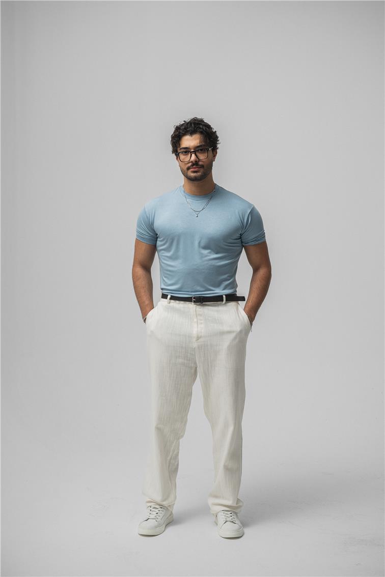Likralı Dar Kalıp T-Shirt Bebe Mavisi