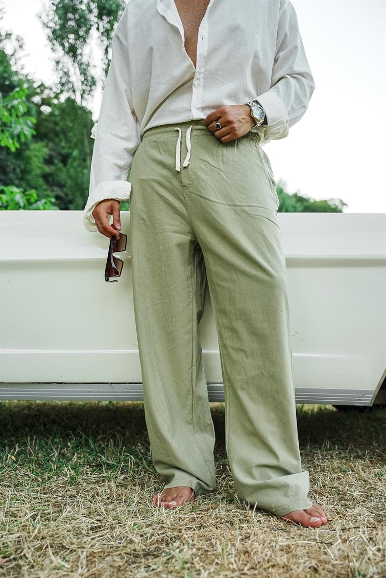 Linen Bel Bağlamalı Baggy Mint