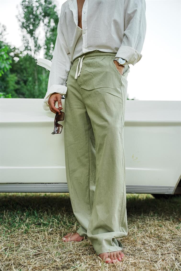 Linen Bel Bağlamalı Baggy Mint