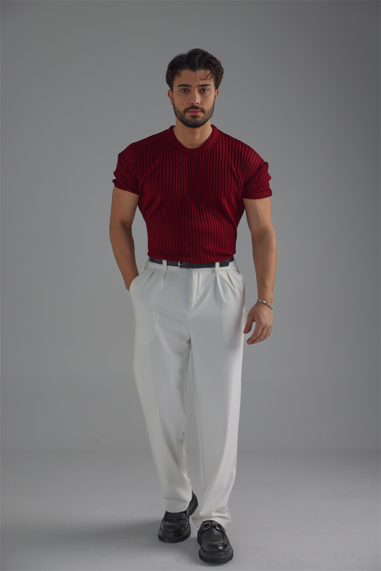 Loose Fit Oversize Triko Tshirt Bordo