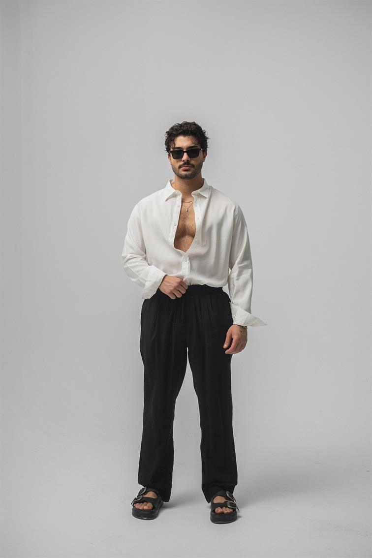 Tensel Kumaş Baggy Pant. Siyah