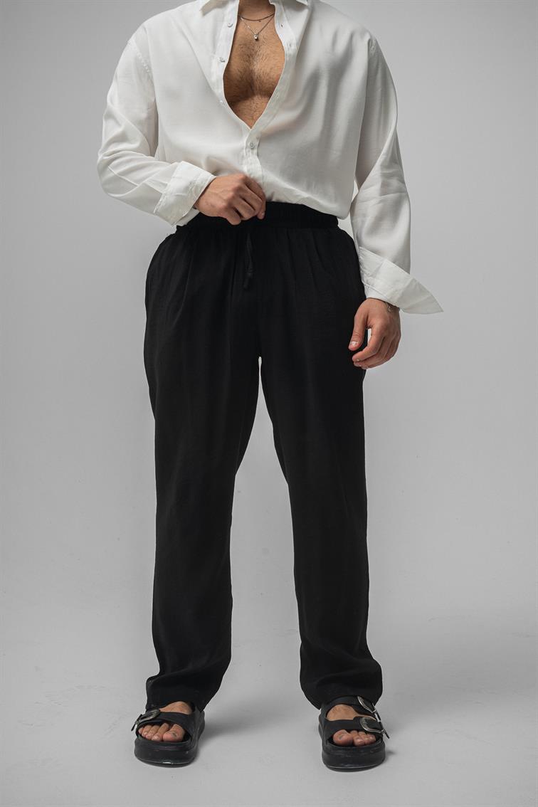 Tensel Kumaş Baggy Pant. Siyah