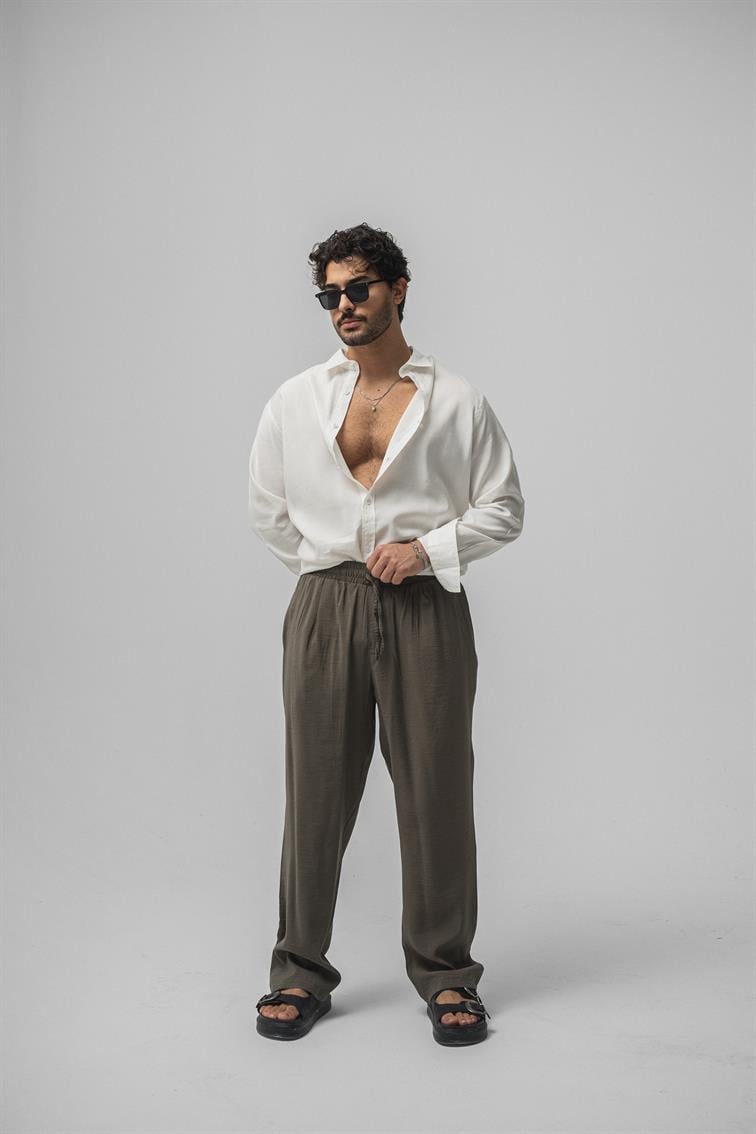 Tensel Kumaş Baggy Pant. Haki