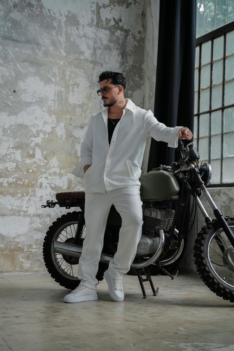 Milan Fitilli Ceket Beyaz