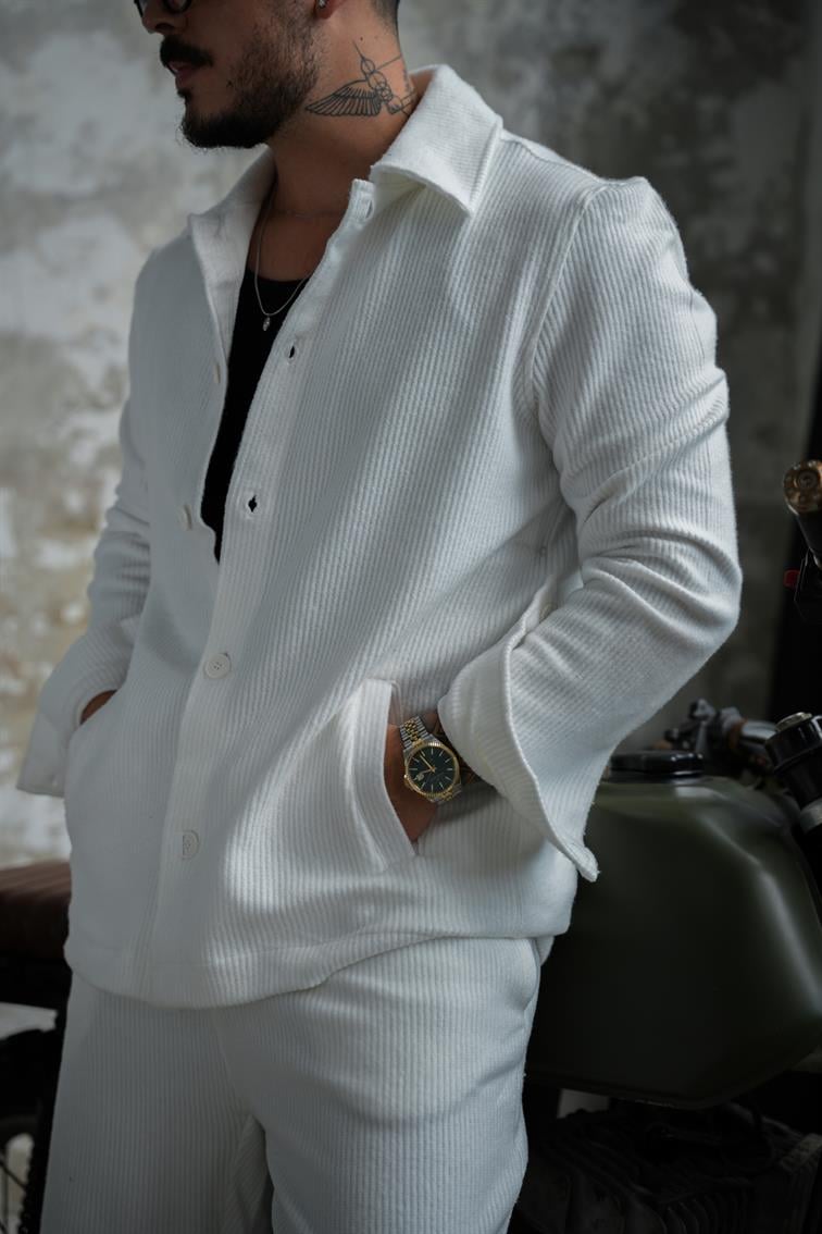 Milan Fitilli Ceket Beyaz