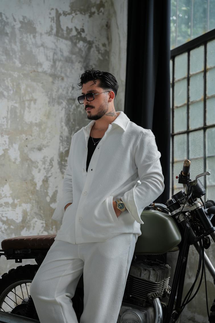 Milan Fitilli Ceket Beyaz