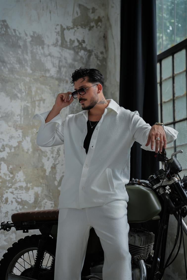 Milan Fitilli Ceket Beyaz