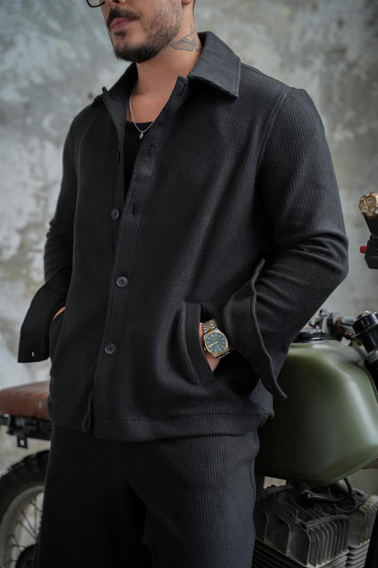 Milan Fitilli Ceket Siyah