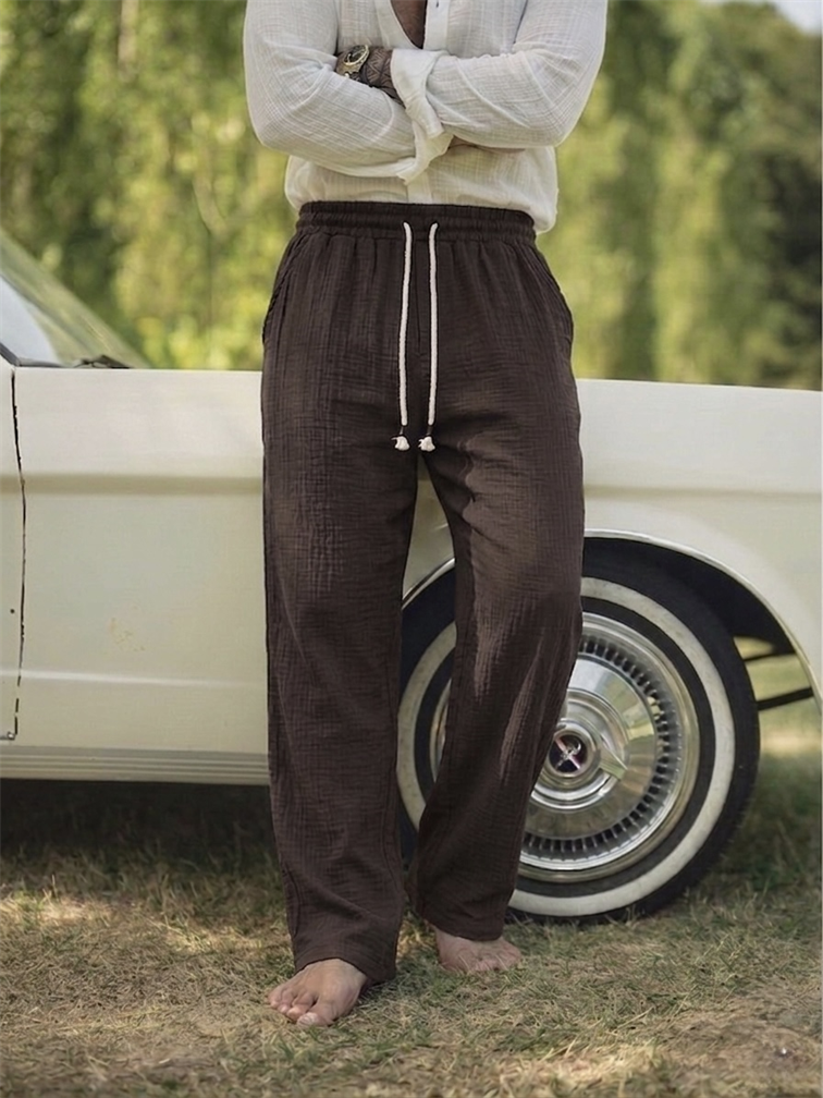 Müslin Bağlamalı Baggy Pantolon Kahve