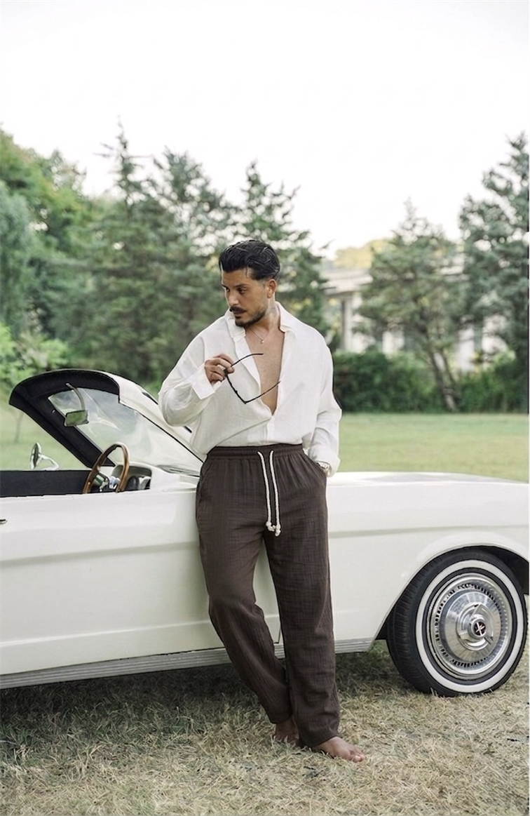 Müslin Bağlamalı Baggy Pantolon Kahve