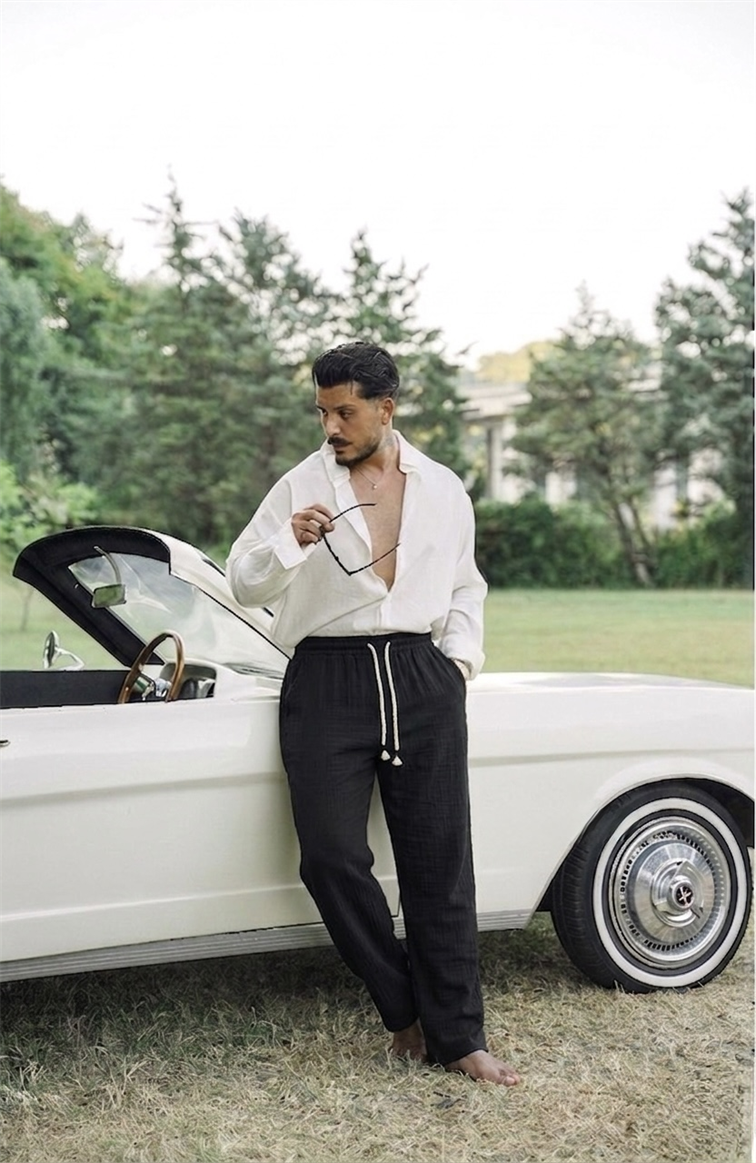 Müslin Bağlamalı Baggy Pantolon Siyah