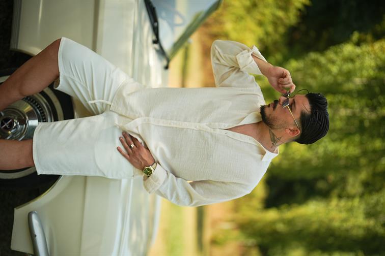 Non İron Oversize Gömlek Krem