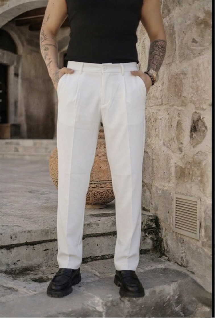 Nw Baggy Klasik Pantolon Beyaz
