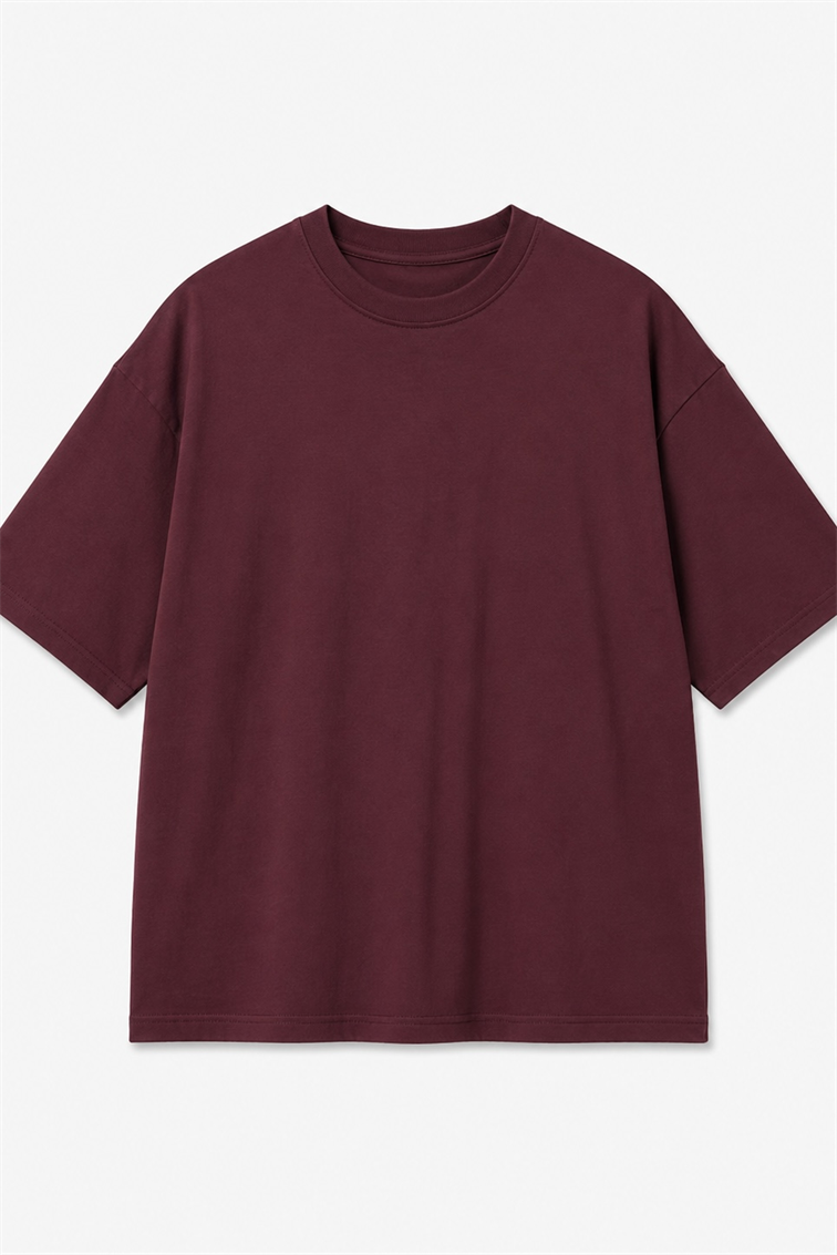Oversize Basic Tshırt Bordo