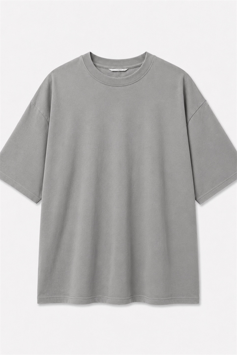 Oversize Basic Tshırt Gri