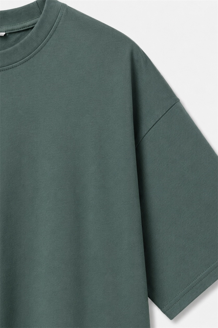 Oversize Basic Tshırt Zümrüt Yeşili
