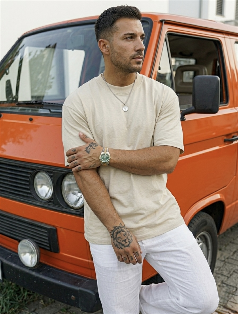 Oversize Dolgun Basic Tshirt Krem
