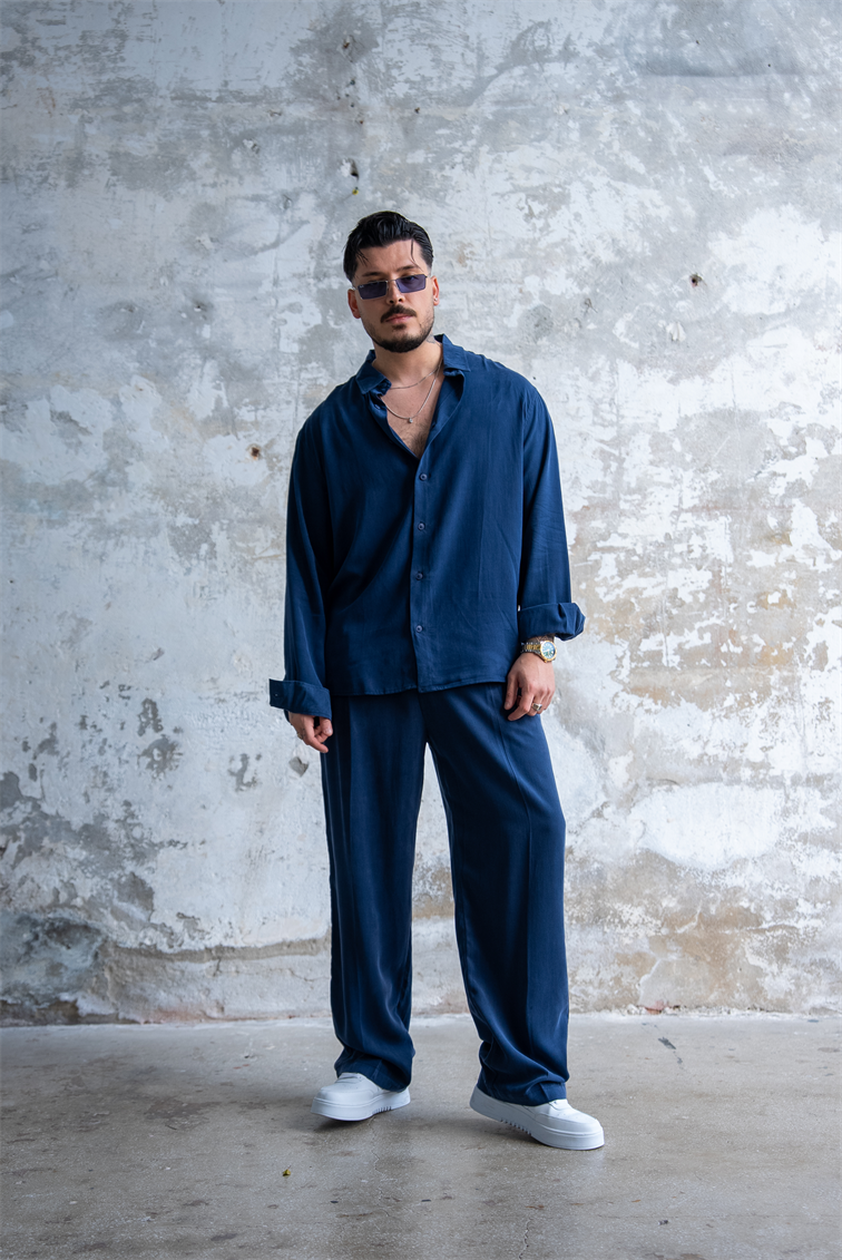 Oversize Yıkamalı Modal Takım Lacivert