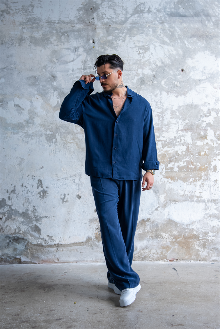 Oversize Yıkamalı Modal Takım Lacivert
