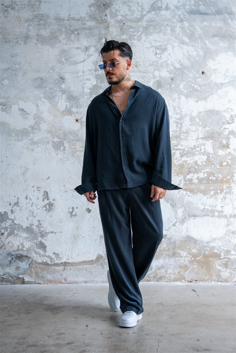 Oversize Yıkamalı Modal Takım Siyah