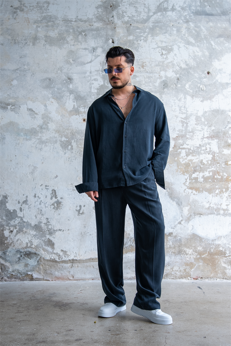 Oversize Yıkamalı Modal Takım Siyah