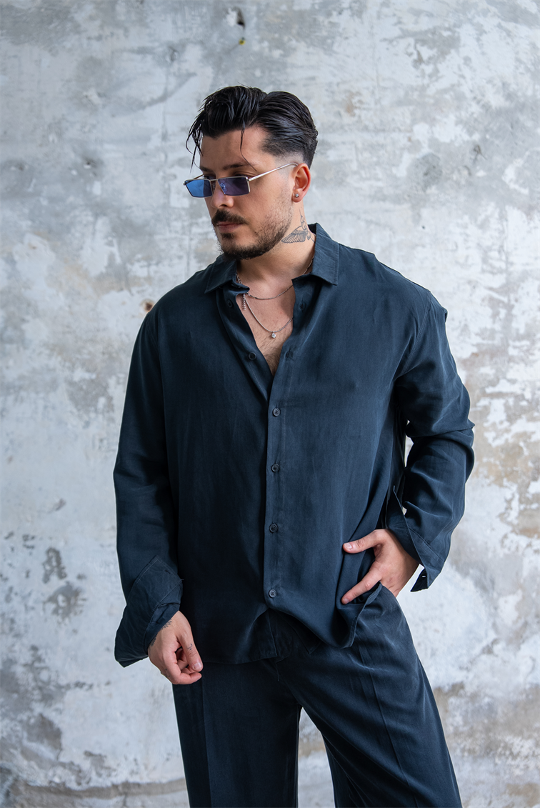 Oversize Yıkamalı Modal Takım Siyah