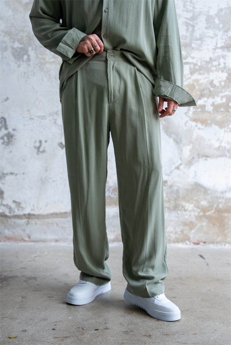Oversize Yıkamalı Modal Takım Yeşil