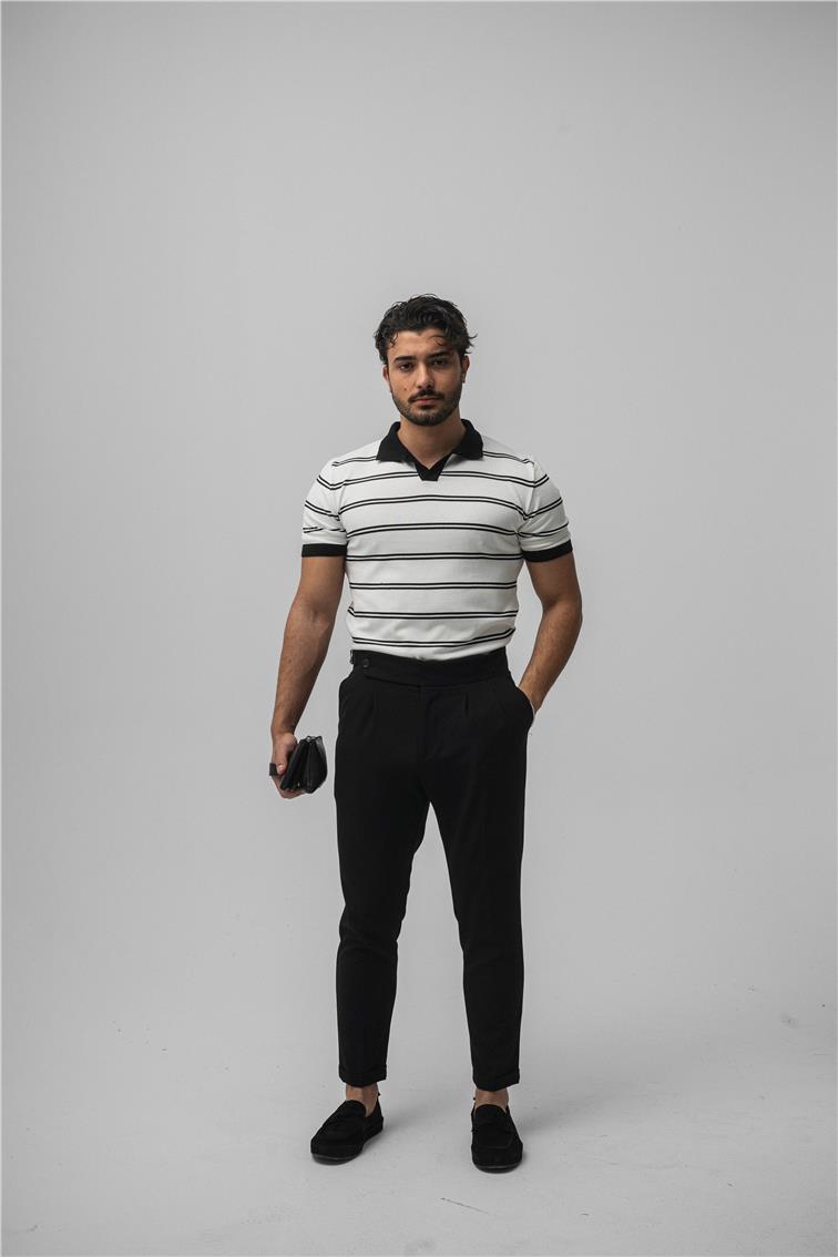 Paralel Slim T-Shirt Beyaz