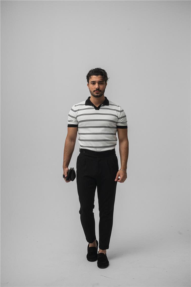 Paralel Slim T-Shirt Beyaz