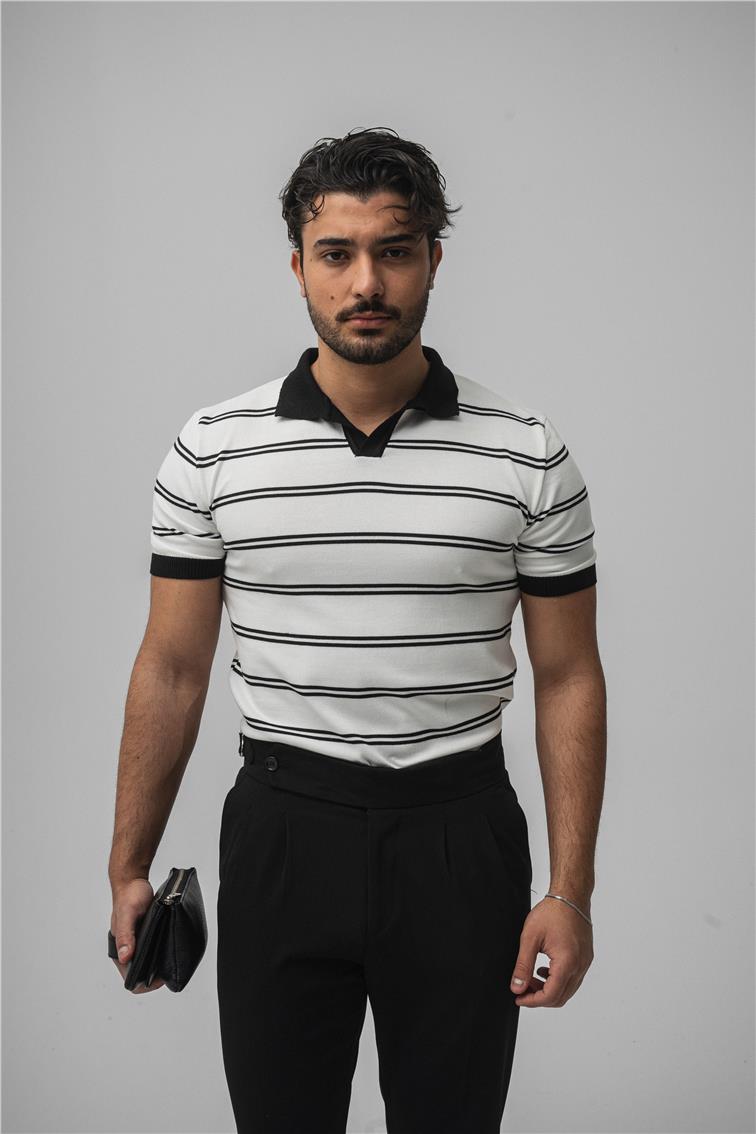 Paralel Slim T-Shirt Beyaz