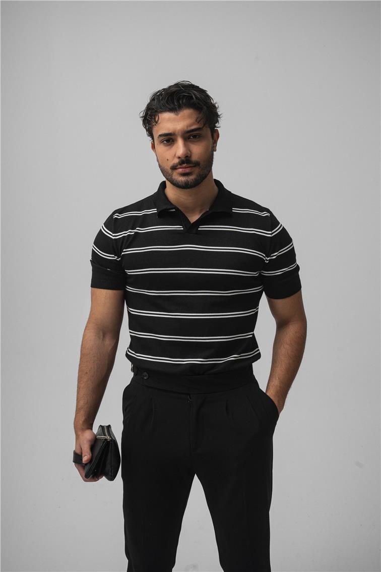 Paralel Slim T-Shirt Siyah