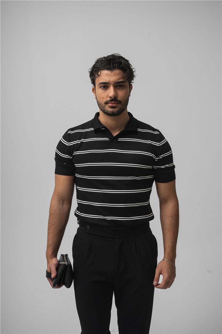 Paralel Slim T-Shirt Siyah
