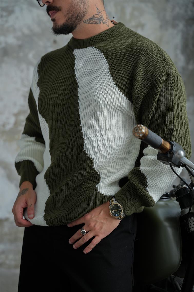 Parça Desenli Bol  Kazak Koyu Yeşil