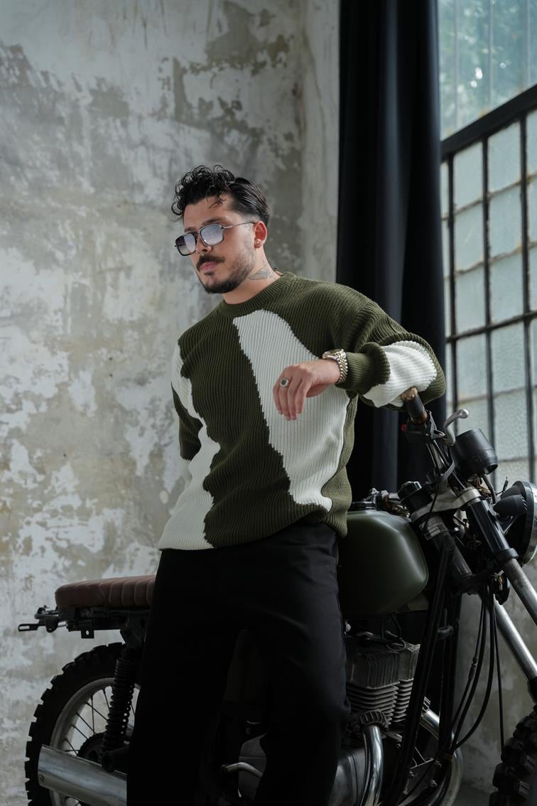 Parça Desenli Bol  Kazak Koyu Yeşil