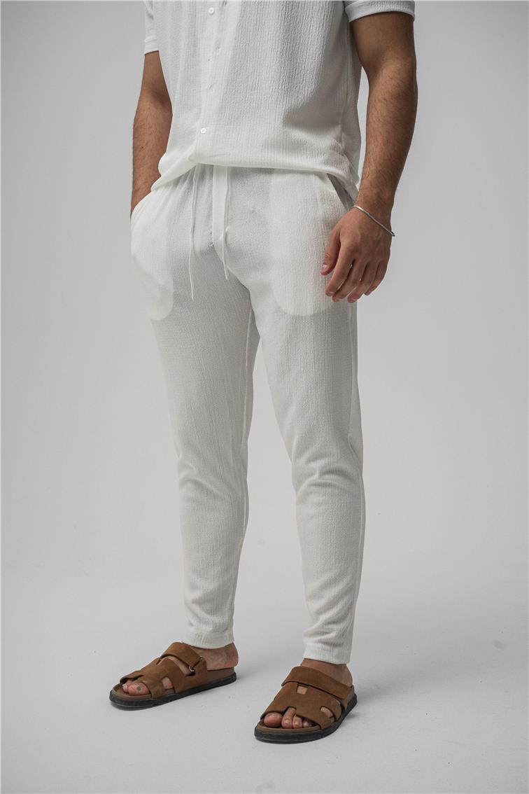 Pilili Pantolon Beyaz