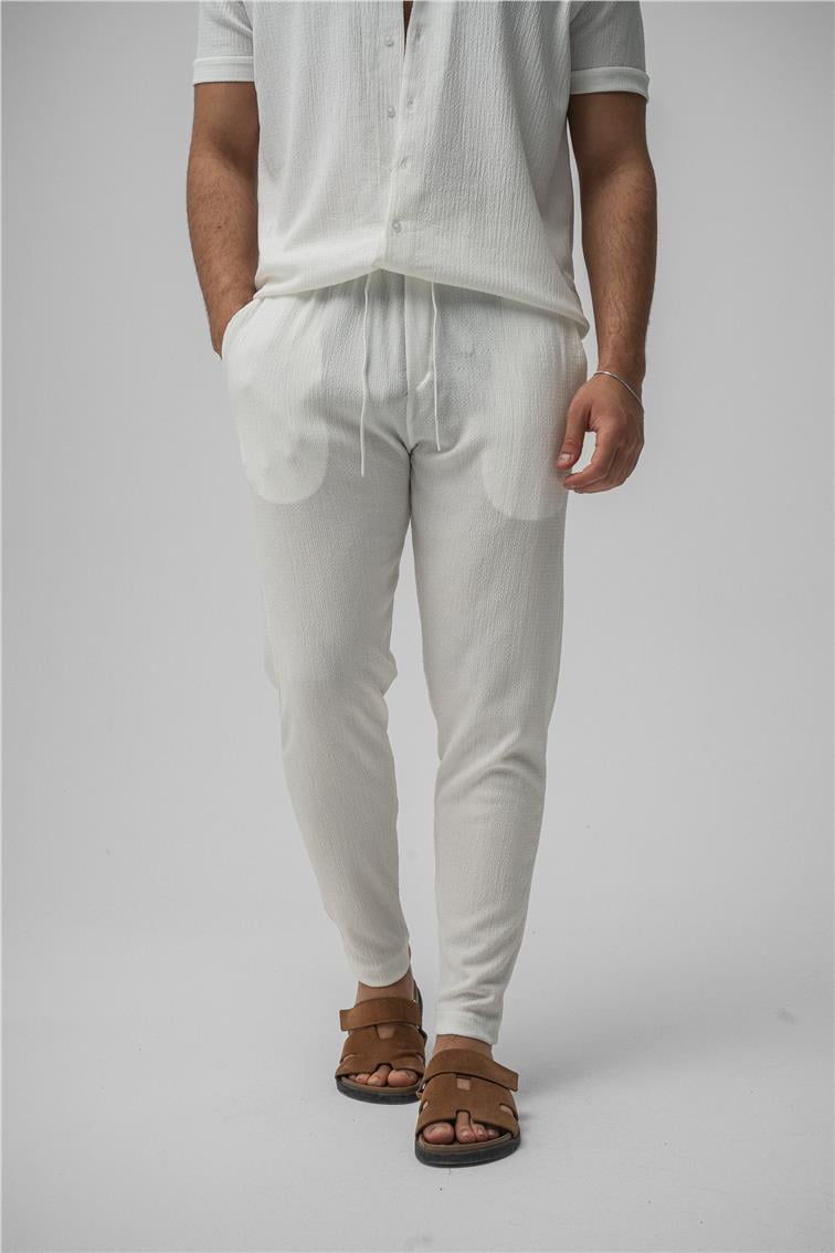 Pilili Pantolon Beyaz