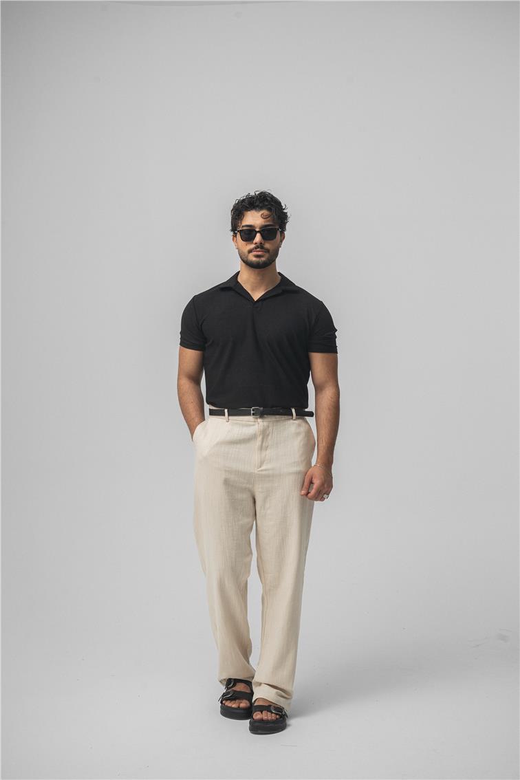 Polo Yaka Basic T-Shirt Siyah