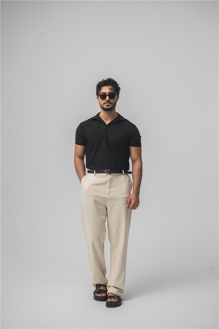 Polo Yaka Basic T-Shirt Siyah