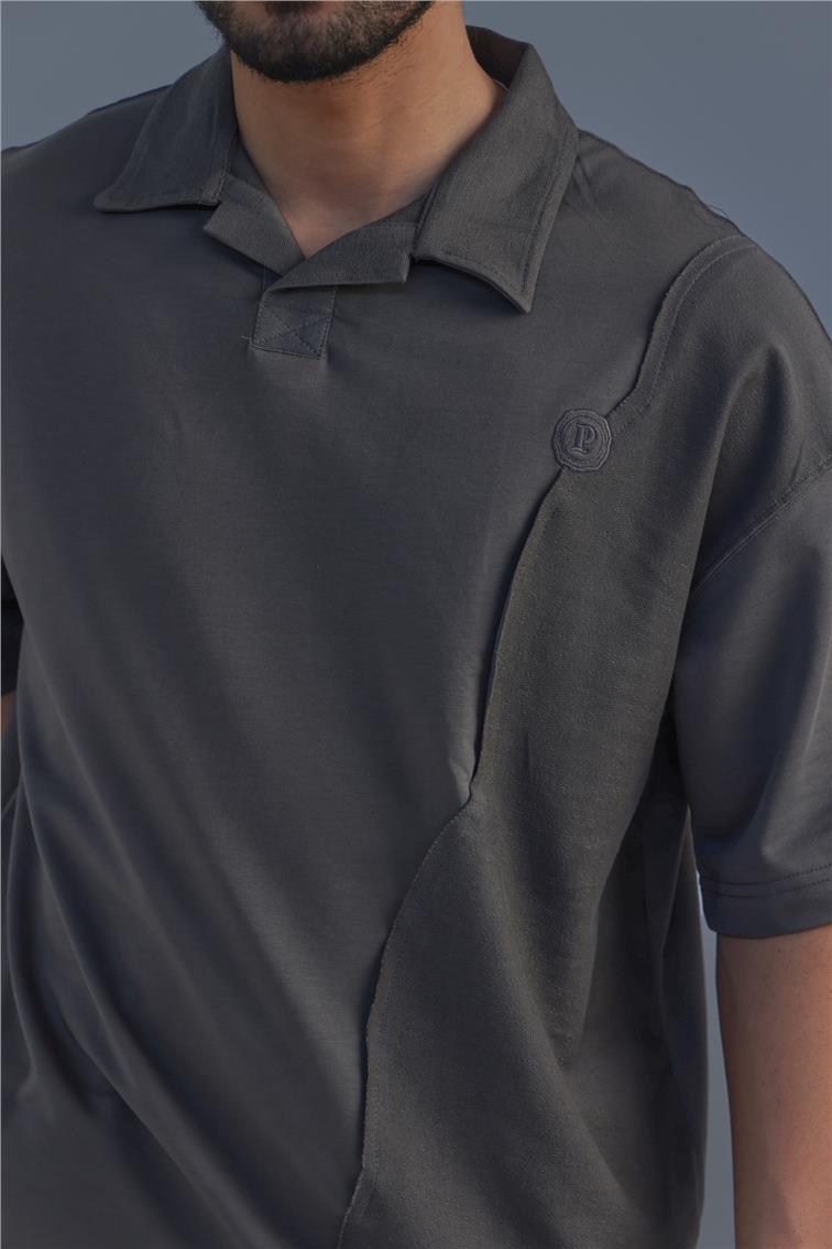 Polo Yaka Bol Kalıp T-Shirt Haki