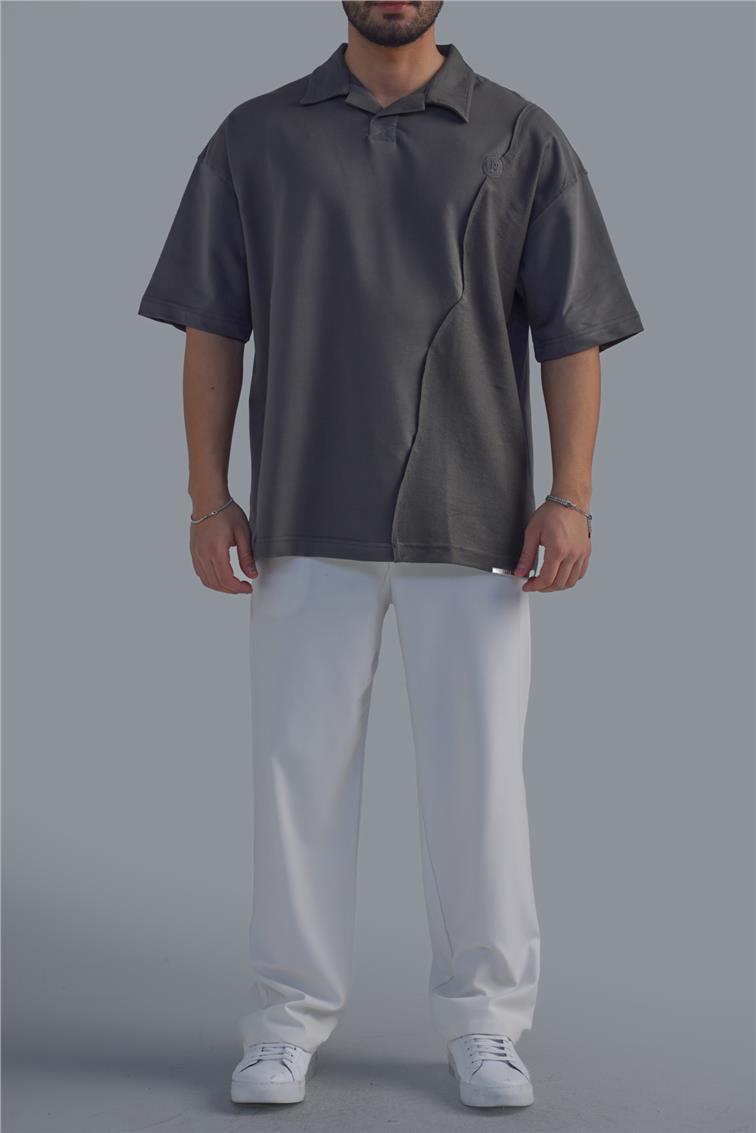 Polo Yaka Bol Kalıp T-Shirt Haki