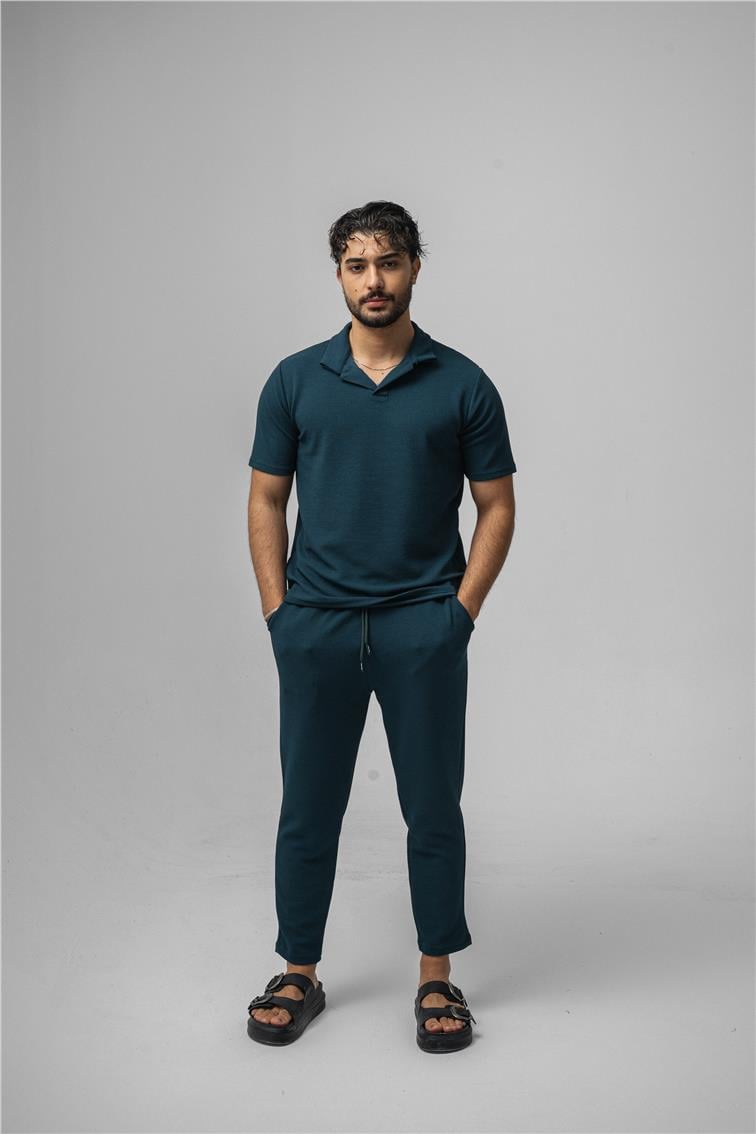 Polo Yaka Gizli Kabartma T-Shirt Çağla Yeşili