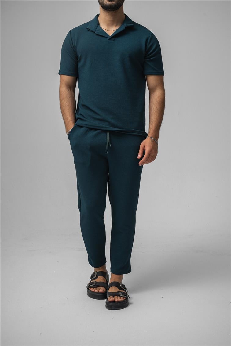 Polo Yaka Gizli Kabartma T-Shirt Çağla Yeşili