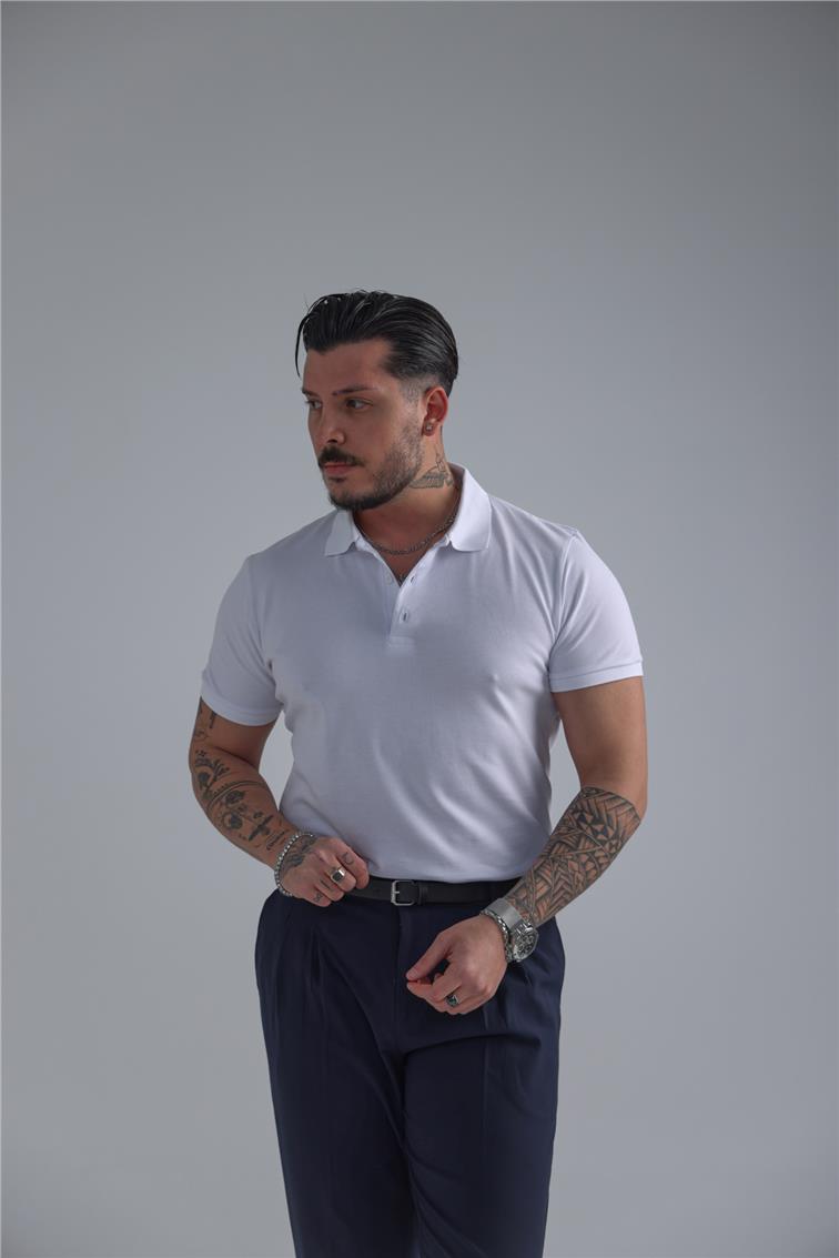 Polo Yaka T-Shirt Beyaz